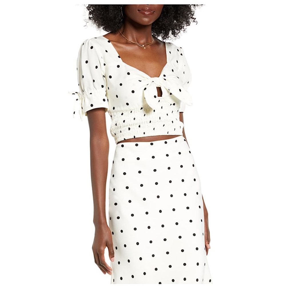 Planet Blue 2pc Polka Dot Skirt Set....NWT...Ivory